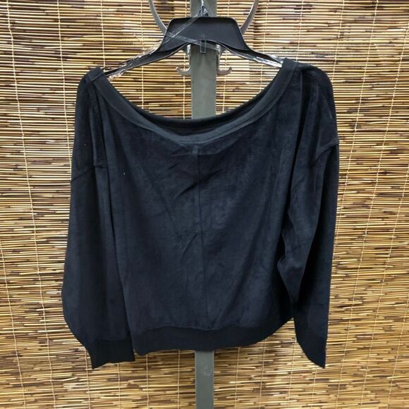 JoyLab Women's Velour Oversized Neck Sweatshirt Black‎ Size XS - Picture 3 of 3
